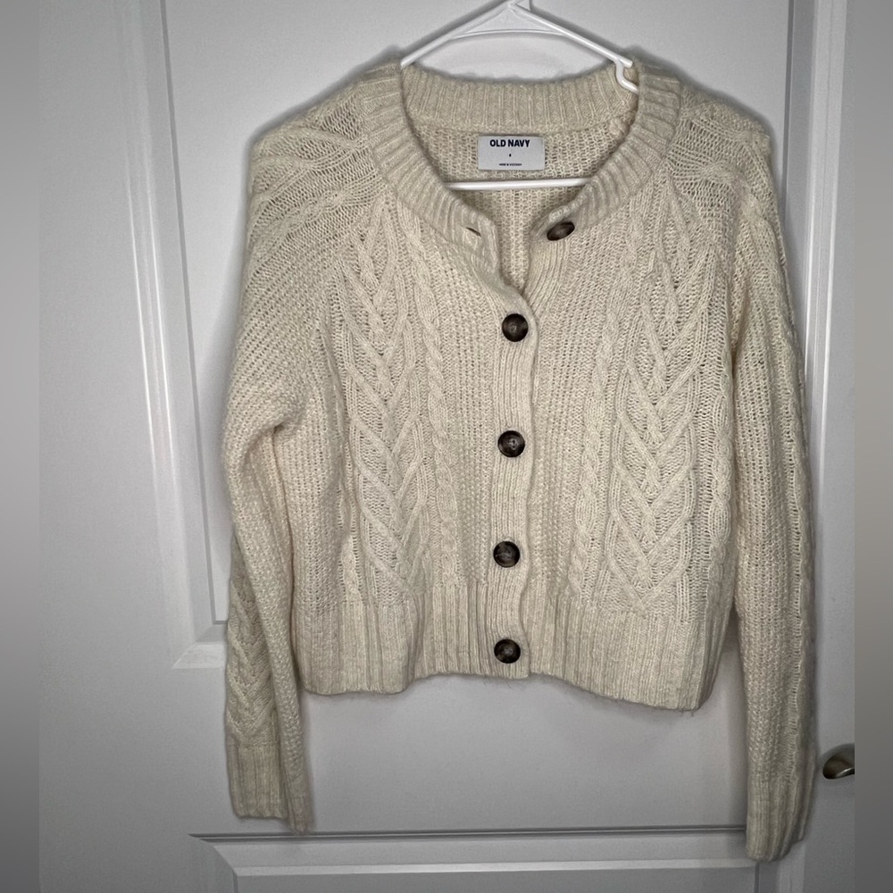 Old Navy Women's Ivory Button-Up Cardigan